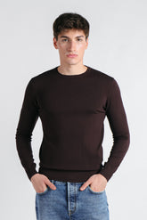 MAGLIA GIROCOLLO BASIC MORO